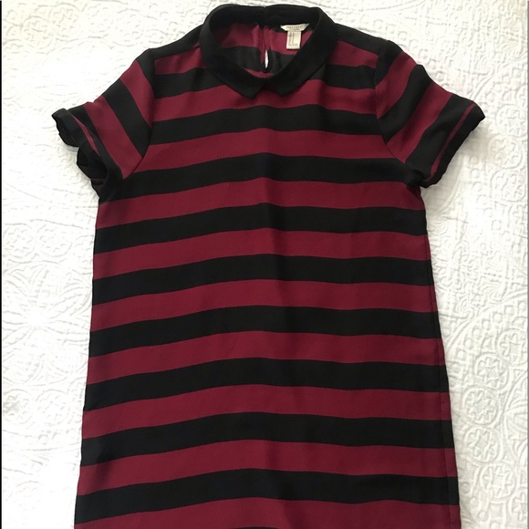 Long Transparent Striped Short Sleeve Shirt - Picture 1 of 1